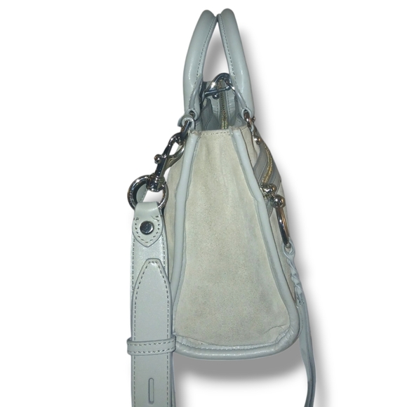 Pre-loved Rebecca Minkoff Micro Bedford Satchel in Pearl/Gray Suede - Picture 3 of 8